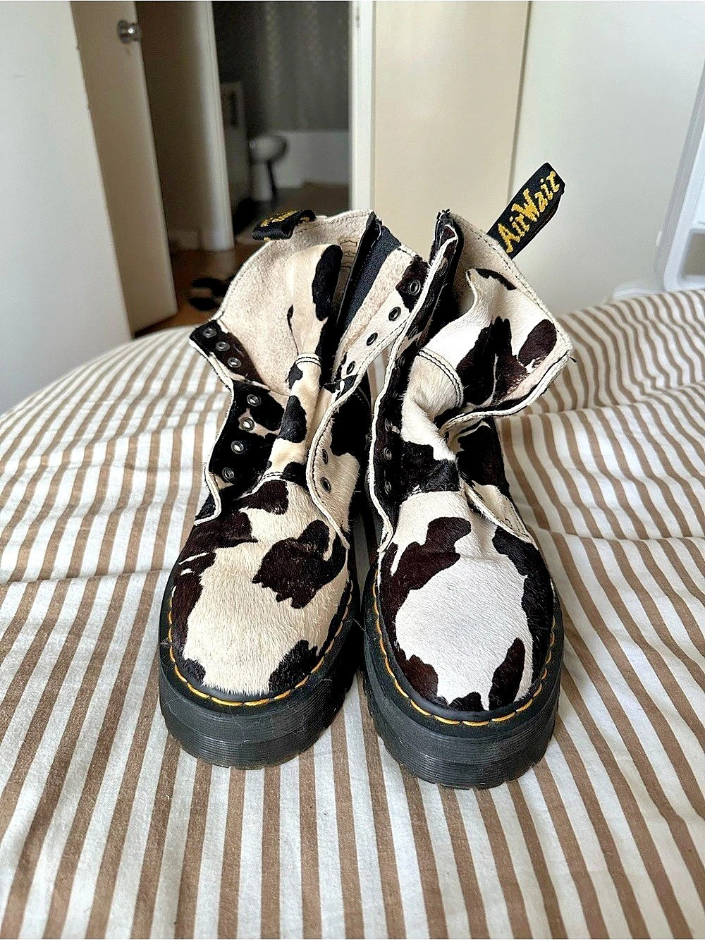 Dr. Martens Jadon Hair-On Cow Print Platform Boots US 10